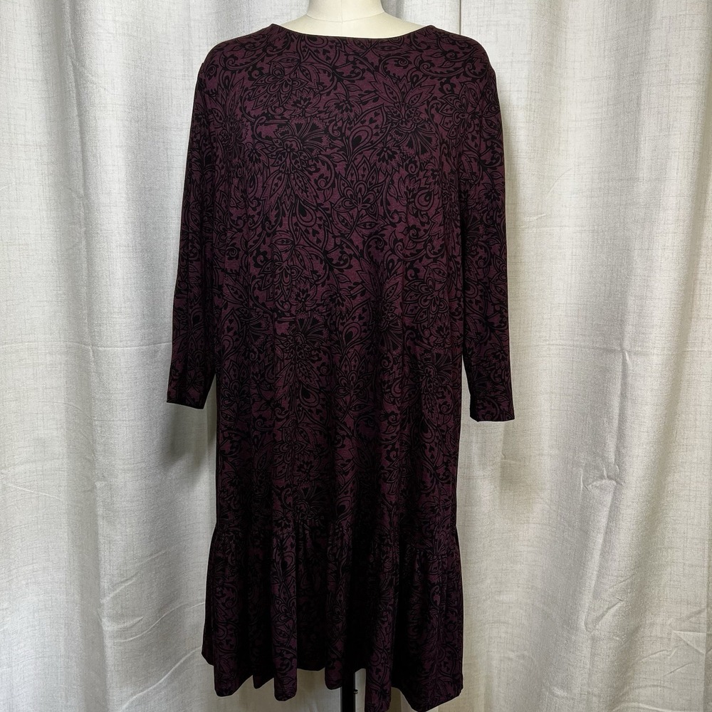 New! LOFT Maternity Dress Paisley Floral Purple Black Long‎ Flowy Size XXL